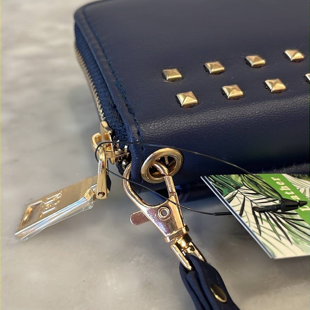NWT Badgley Mischka Navy Blue Allover Purse Long Wallet Vegan Leather - Picture 12 of 15